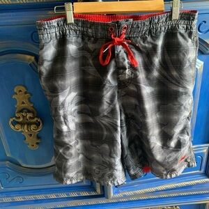 Men’s Speedo Gray Swim Trunks Shorts Sz M 9.75in